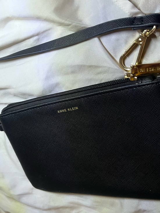 Anne Klein Handbags - Anne Klein Black Saffiano Wristlet with Gold Accents